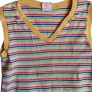 Boys Vintage 6/7 T-shirt Buster Brown 1970's Sleeveless Striped Single Stitch